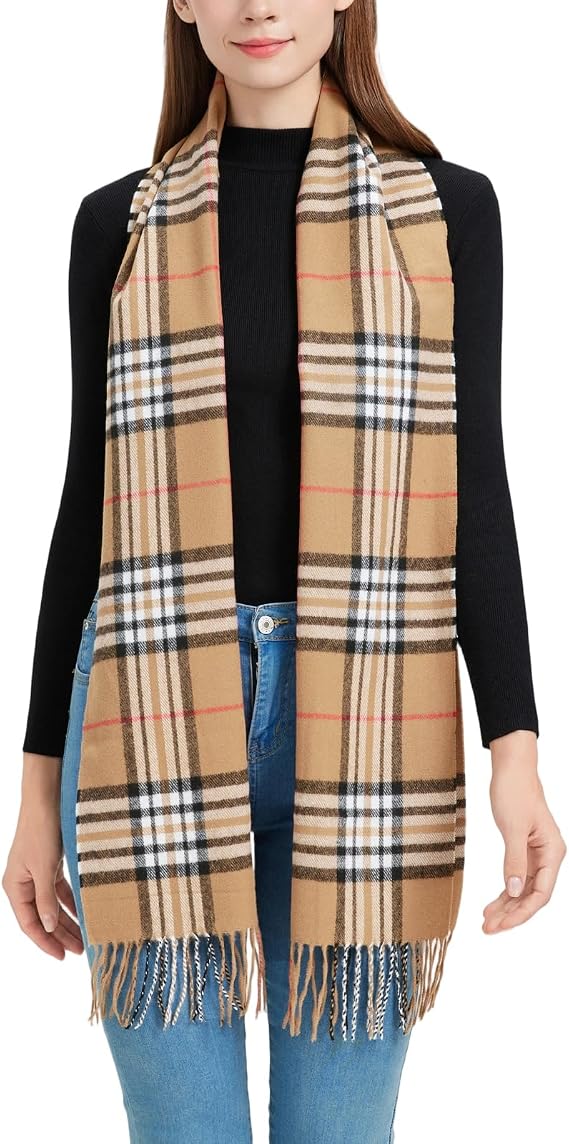 Plaid Scarf for Women and Men-Fall Winter Classic Tartan Checkered Plaid Scarves