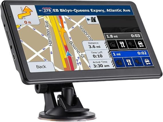 GPS Navigator for Car, 2026 Map 7 inch Touch Screen Car GPS 256-16GB,Voice Turn Direction Guidance, Support Speed and Red Light Warning, North America Lifetime map Free Update Truck(Brown)
