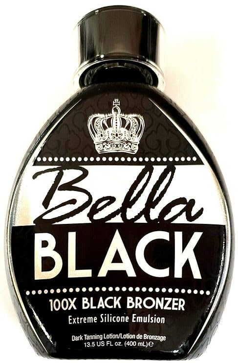 Bella Black 100X Bronzer Tanning Lotion Premium Tanning Bed Lotion with Extreme Silicone Emulsion and Banana Fruit Extract Instant Results Dark Tanning Lotion for Indoor Tanning Beds - 13.5oz