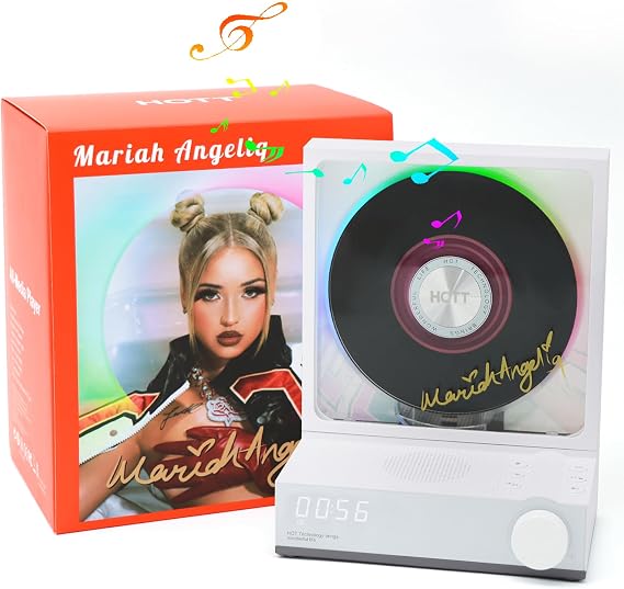 HOTT Portable CD Player,Retro Bluetooth 5.3 CD Players for Home,Music Player with HiFi Speaker,4000mAh Recheageable/Remote Contro/RGB Night Light/Sleep Timer/U Disk/Micro SD/AUX (White-A)