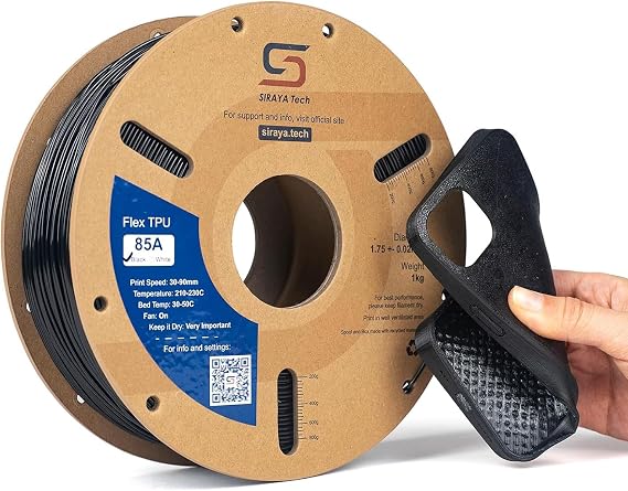 Siraya Tech Flex TPU 85A 3D Printer Filament, ISO 10993 Tested, Black, 1kg