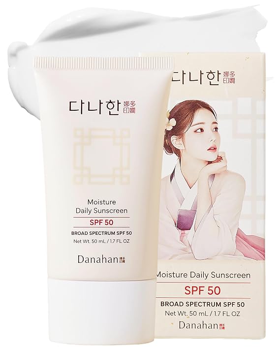 DANAHAN Korean Face Sunscreen SPF 50, No White Cast, Ginseng, 1.7 oz | Hybrid mineral + chemical filters, fragrance-free, moisturizing makeup primer, Niacinamide, Broad Spectrum, all skin tones