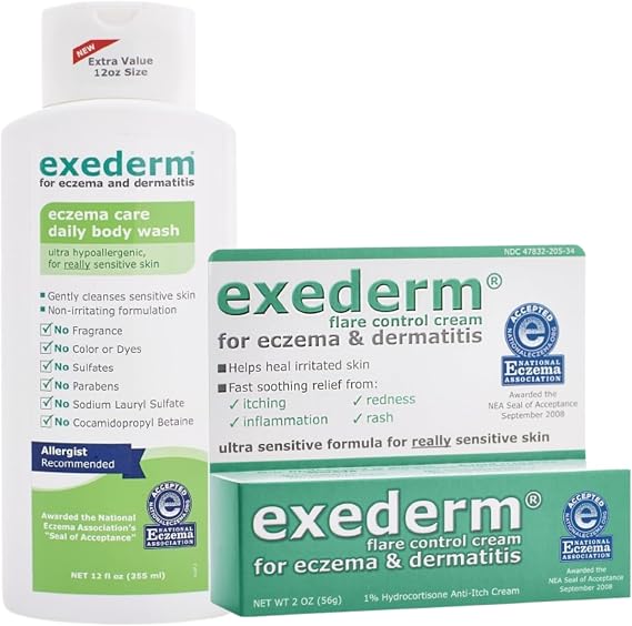Exederm Flare Control Cream and Daily Body Wash for Eczema & Dermatitis