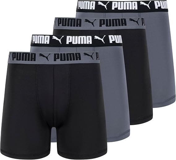 PUMA Men's 4 Pack Active Stretch Boxer Briefs Boxer Briefs