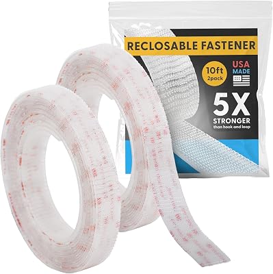 Industrial Strength -10FT 2Pack - Clear IndoorOutdoor Adhesive Mounting Tape- Self Mating Reclosable Fastener Compatible with 3M SJ3550  SJ3560 Dual Lock