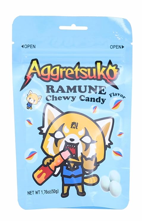Asian Food Grocer Sanrio Aggretsuko Chewy Ramune Flavor Candy | 1.76 Ounce Pack