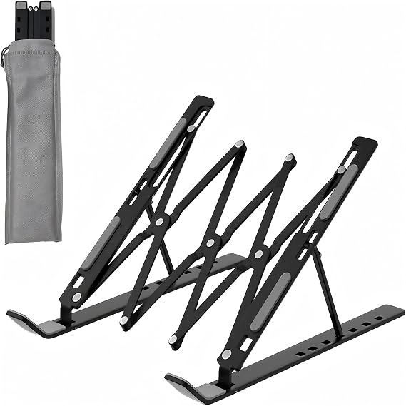 Laptop Stand for Desk, Adjustable Laptop Riser, Black | Portable Foldable Laptop Stands Travel for 10-17 Laptops