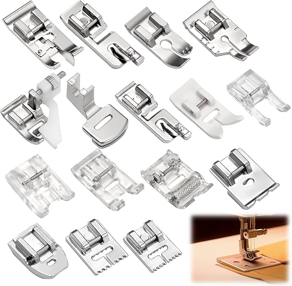 16 Pcs Sewing Machine Presser Feet, Invisible Zipper Foot Walking Feet