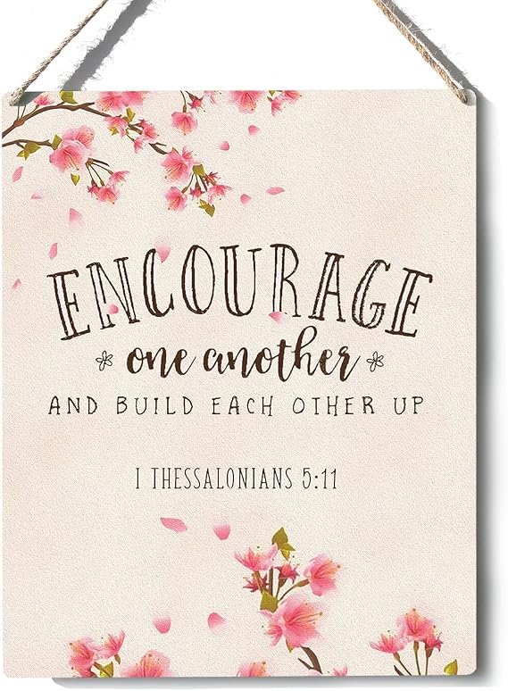 Bible Verse Sign Decor Pink Encourage Christian Wooden Sign Plaque Wall Hanging Posters Artwork 10X8 Perfect Home Office Decoration...