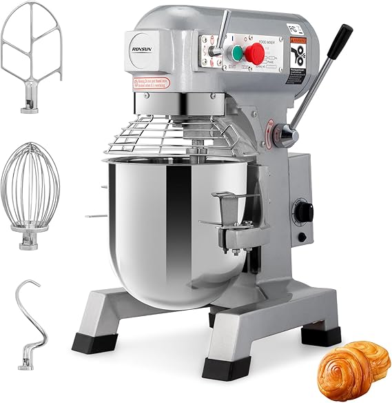 ROVSUN 20QT Commercial Food Mixer, 1100W Commercial mixer with 3 Adjustable Speed, Heavy Duty Electric Stand Food Mixer with Stainless Steel Bowl for Bakery Pizzeria