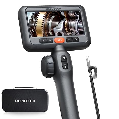 DEPSTECH 4.5" Articulating Borescope, HD Inspection Camera with Light 5FT