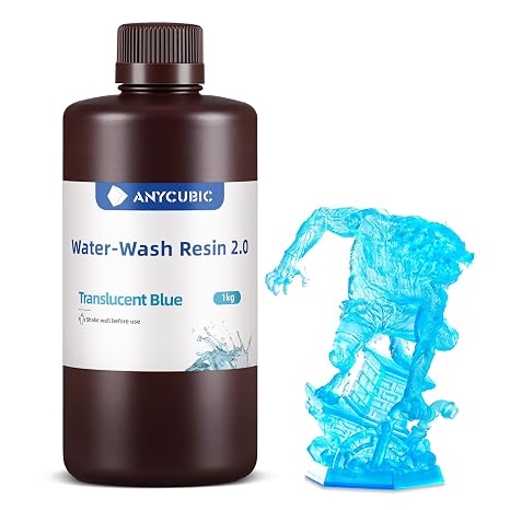 ANYCUBIC Upgraded Water Washable 3D Printer Resin 2.0, 405nm High Precision 3D Resin, Low Shrinkage Photopolymer Resin for 4K/8K/12K Capable LCD DLP Resin 3D Printer Printing (Black, 1000g)