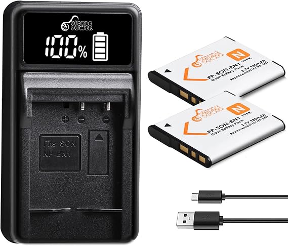 Pickle Power NP-BN1 Batteries and Battery Charger Replacement for Sony Cyber-Shot DSC-W800 DSC-W530 DSC-W570 DSC-W650 DSC-W830 DSC-W310 DSC-W330 DSC-TX10 TX20 TX30 DSC-WX100 DSC-W800 DSC-QX10 DSC-QX30