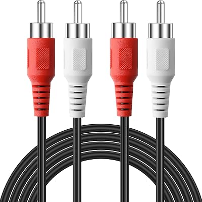 PASOW RCA Cables, 2RCA Male to 2RCA Male Stereo Audio Subwoofer Cable Dual Shielded RCA Cord for Home Theater, HDTV, Amplifier, Hi-Fi Systems, Speakers 15 Feet
