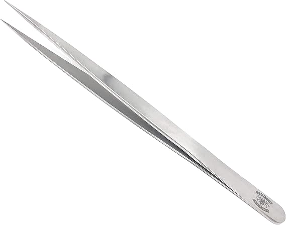 High Precision Stainless Steel Lab Tweezers/Forceps with Straight Slender Fine Point