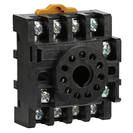 11 Pins Power Relay Base Socket, PF113A Relay Base, Power Relay Base Socket Wearable Bolt and Rail Type Installation Method, Compatibility with -10F/2Z, JTX-2C, JMK2P I Relay