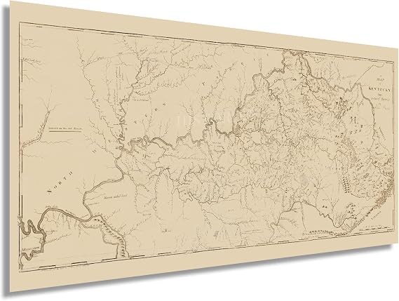 HISTORIX 1793 Kentucky Map - 12x24 Wall Art | Kentucky - Old Kentucky - History of KY from Actual Surveys. Vintage reproduction map print for home, office, or study decor.