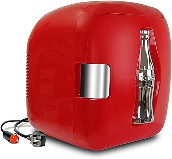 Coca-Cola Heritage Portable 12 Can Thermoelectric Mini Fridge Cooler Warmer 7.9 L/ 8.3 Quarts Capacity, 12V DC/110V AC for home, dorm, office, beverages, snacks, skincare, cosmetics, medication