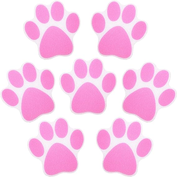 Mudder 20 Pcs Non Slip Bathtub Sticker Cute Anti Slip Shower Sticker Adhesive Black Grey Pink Paw Decal Safety Traction Grip Treads Appliques for Bathtub Pool Boat Stair Shower Floor