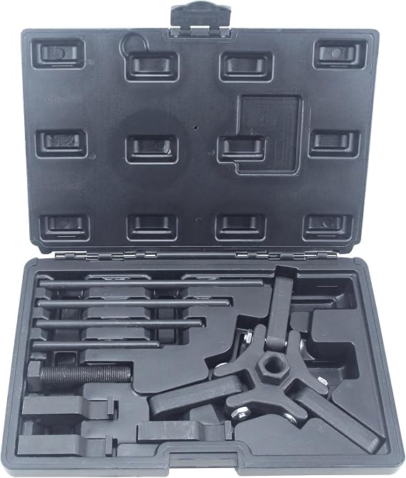 Harmonic Balancer Damper Pulley Puller Tool Remover Extractor Kit Compatible with Ford, GM, Chrysler, Cadillac, Chevy Trucks, Mitsubishi, with Upgraded Version 3 Thin Jaw Puller