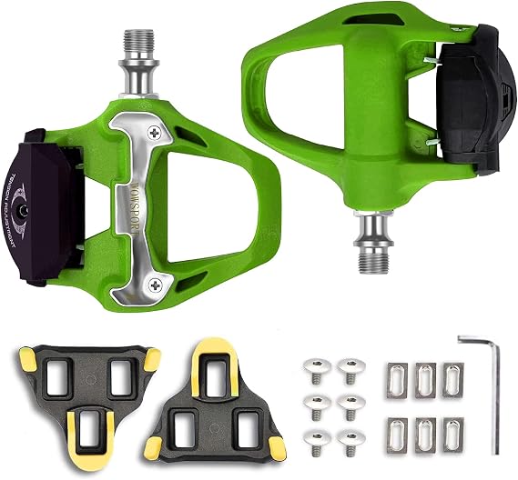 WOWSPORT Road Bike Pedals with Cleats Lightweight Clipless 9/16" Wide Platform, Sealed Bearings, Nylon/Aluminium Alloy for Road Cycling & Indoor Training
