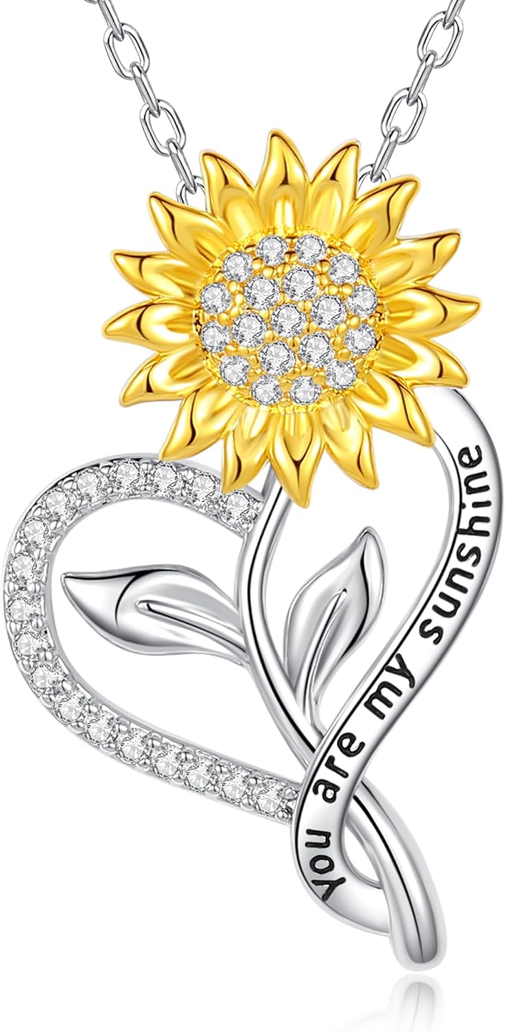 KRZ Sunflower Necklace for Women Anniversary Birthday Ideas Gift for Wife Her Sunshine Jewelry Woman