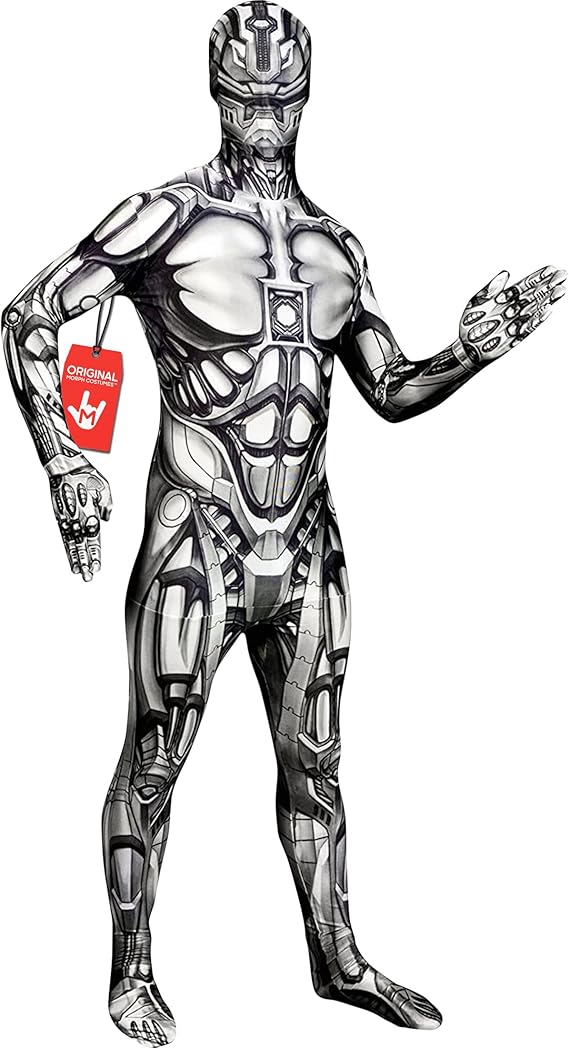 Morphsuits Android Costume Futuristic Bodysuit, Robot Costume Adult Men, Futuristic Clothing, Robot Costume Adult | Andriod Morphsuit Included, Perfect for Halloween, Great for Dress-Up