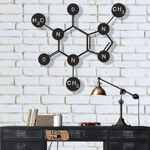 DEKADRON Caffeine - Metal Wall Decor - Home Office Decoration - Bedroom, Living Room Decor Sculpture (24" W x 23" H / 61x58cm)
