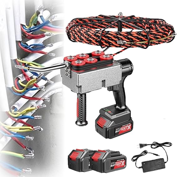 Automatic Wire Stringing Machine,Pipe Threader,Electrician Wall Wiring Machine,Cordless Electric Wire Puller,Brushless Lithium Electric Threading Machine
