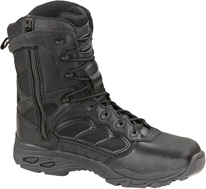 Thorogood Mens 8-Inch Side Zip Boot, Durable Leather, Slip-Resistant Outsole, Cushioned Insole, Tactical Style