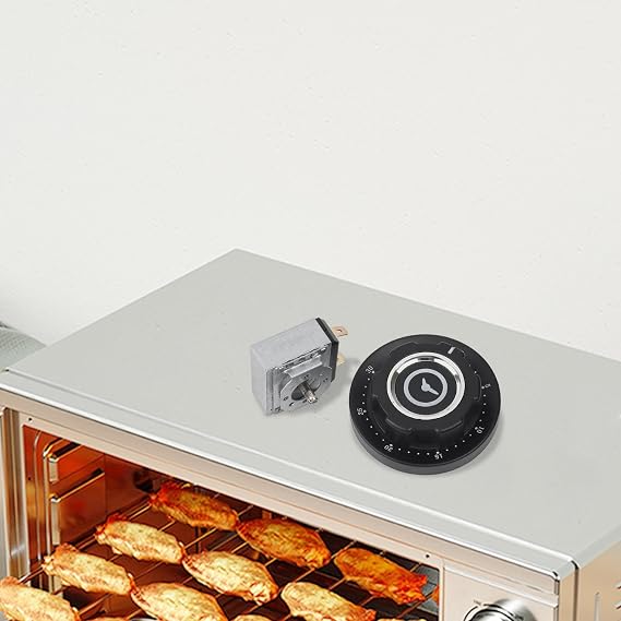 Mechanical Timer Switch with Bell Microwave Oven, 30/60/90/120 Min Knob Controller AC250V 16A, Silver 90 minute