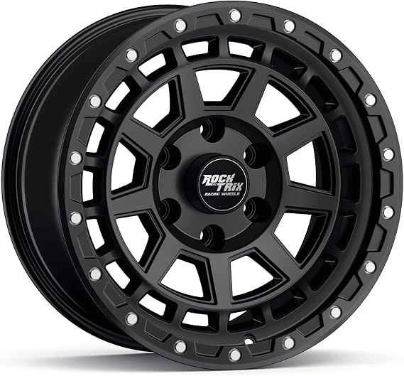 RockTrix RT114 17 Inch Wheel Compatible with Toyota 2001+ Tacoma, 6x5.5" 6x139.7, 17x9-12mm Offset, 4.5 Inch Backspace, 106.1mm Bore, Also fits 2002+ 4Runner, FJ Cruiser, 99-06 Tundra, Black