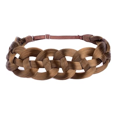 DIGUAN Hollow out Synthetic Hair Braided Headband Hairpiece Women Girl Beauty accessory for Women Medium Brown