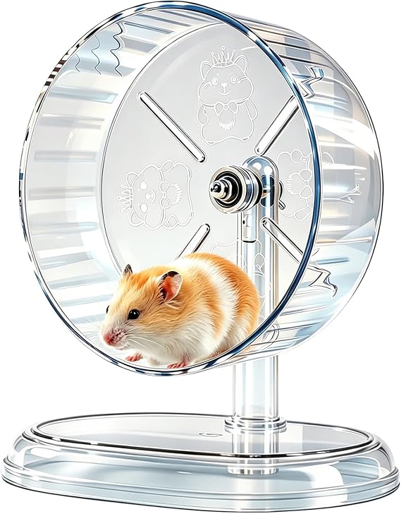 Hamster Wheel,Super Silent Hamster Exercise Wheels,Silent Wheel,Hamster Wheels,Adjustable Stand Hamsters Exercise Wheels,Quiet Rat Wheel (Transparent, 7 inch)