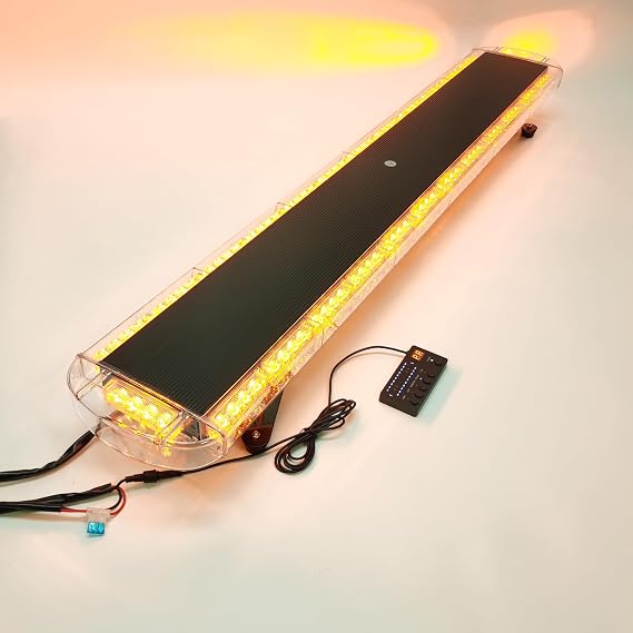 CFLMYYXGS 55 Inches 104 LED Amber Light Strobe Light Bar All Side High-Intensity Emergency Warning Strobe with Safety Construction Vehicles Tow Trucks Pickups (Amber)