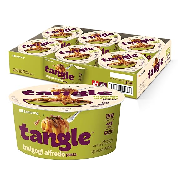 Tangle Bulgogi Alfredo Instant Pasta Bowl, 15g Protein Fettuccine, 6-Bowls
