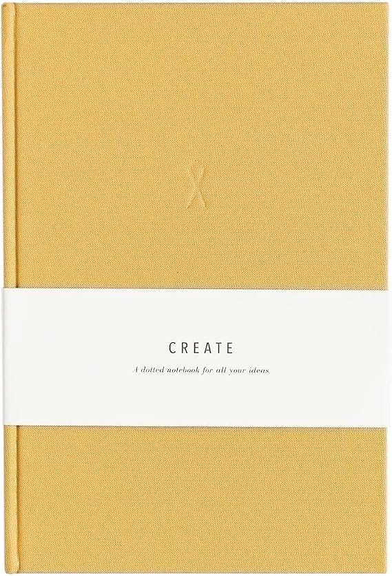 Promptly Journals, Blank Journal: CREATE (Ochre Yellow, Linen) | Layflat Notebook | Dotted Journal | Bullet Journal Notebook | Gifts for Women and Men