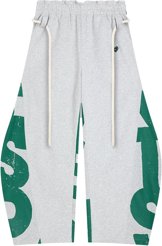 Aelfric Eden Print Baggy Barrel Sweatpants Wide Leg Pants for Women Men Casual Elastic Waist Unisex Graphic Lantern Trouser