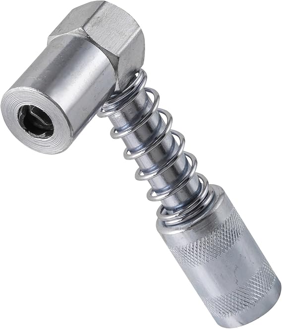 Carbyne 90 Degree Grease Gun Coupler, Secure 3-Jaw, Right Angle Adapter