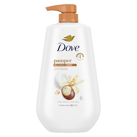 Dove 24hr Lotion Body Wash Pamper Shea Butter & Vanilla, 30.6 oz | Moisturizing body wash with MicroMoisture for 24-hour hydration and lotion-soft skin