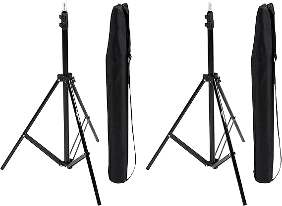 Amazon Basics Portable Aluminum Photography Light Stand Tripod with Case, Adjustable 2.8-6.7 Feet, Pack of 2, Black