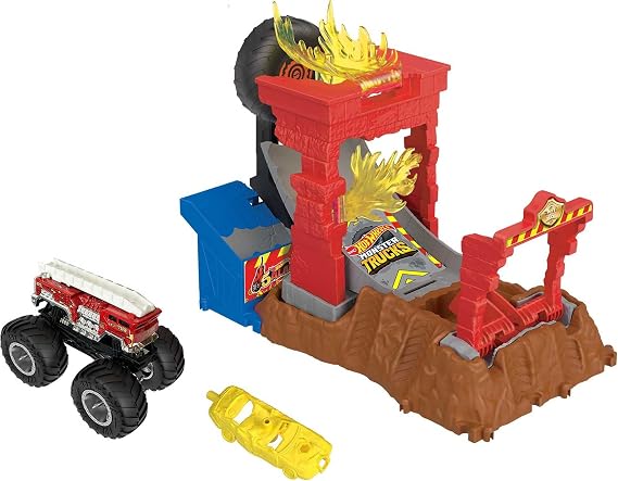 Hot Wheels HNB90 Monster Truck, Fire Crash Challenge, Mini Car Play Set, Includes 1 Monster Truck, For Ages 4 and Up