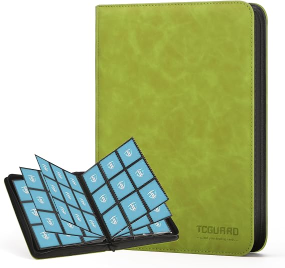 Trading Card Binder, 9 Side Loading Pocket Card Album Hold Up to 540 Cards, Zipper Binder for Cards Collection, TCG Card Holder for Game Card, Sports Card, Yugioh, MTG etc. (Apple Green)