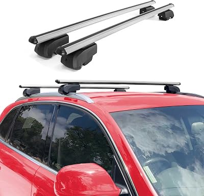 OMAC Roof Rack Cross Bars for Volkswagen Atlas 2020-2024 Lockable 165Lbs Aluminium Silver 2Pcs fits Cargo Carriers Kayak Canoe Bike Snowboard