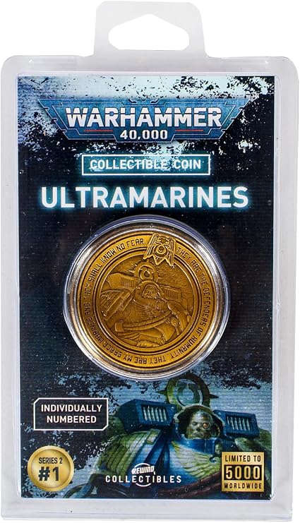 Warhammer 40K Ultramarines Collectible Coin - Space Marines Commemorative Challenge Coin - Limited Edition Individually Numbered Metal Collector Coin - Gifts for Men, Dad, Husband