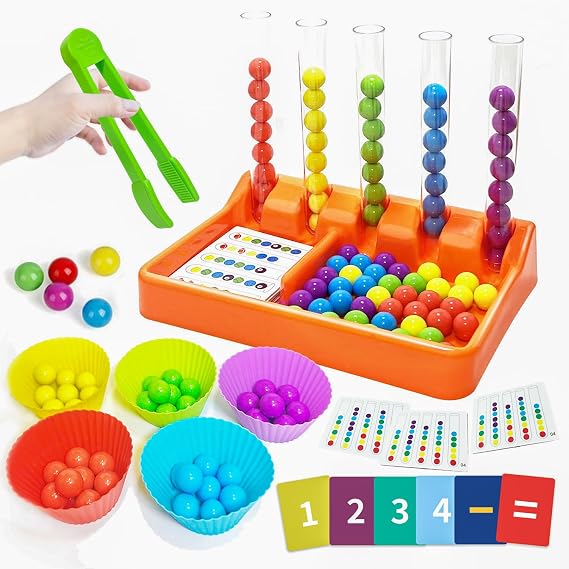 Counting and Color Sorting Toy, Preschool Kindergarten Learning Activities, Math Manipulatives Supplies Matching Games, Fine Motor Skills, Educational Montessori Toys for Kids 3 4 5 6 7 8 Year Old