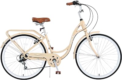 WEEROCK 2426 Inch Adult Bike Ladies Cruiser Bicycle 7 Speeds Steel Frame Cith Bikes Commuter Cycle for Women, Men, Seniors, Multi Colors
