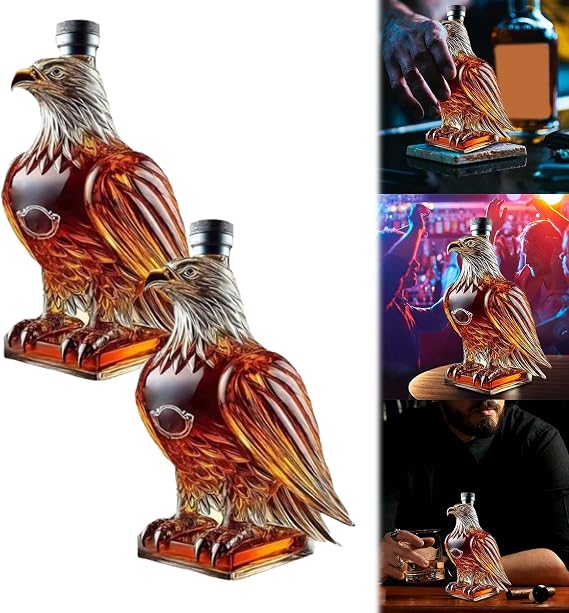 イーグルウイスキーデキャンタ イーグルウイスキーボトル イーグルリーウイスキー Fanyil Eaglory ファニーウイスキーイーグルボトル ユニークなガラスデカンタ ウイスキーデカンターセット2個