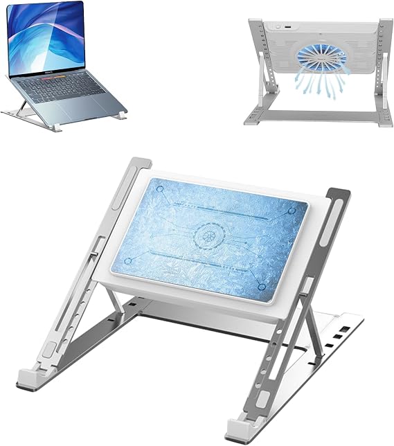 ZenCT CT158-MAX Laptop Cooler, Laptop Stand, Peltier Device, Cooling Pad, Cooling Stand, Foldable, 5 Levels of Height Adjustment, Laptop Cooling, Instant Cooling with Electronic Power, Low Noise, Strong Cooling Fan, Made of Aluminum Alloy, LED Bag Light, Compatible with Laptops, Macbook, Macbook Pro, Switch, etc