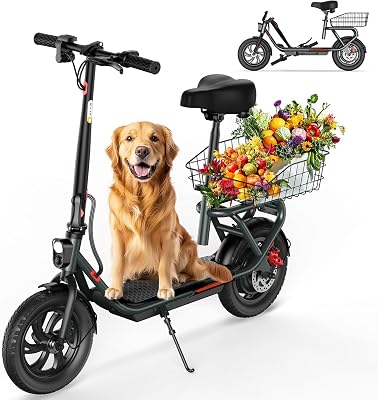 SISIGAD 600W Electric Scooter with Seat for Adults, Max Speed 19Mph, 20-30 Miles Long Range, Shock Absorbers, Folding E-Scooter for Commuting with Dual Braking System
